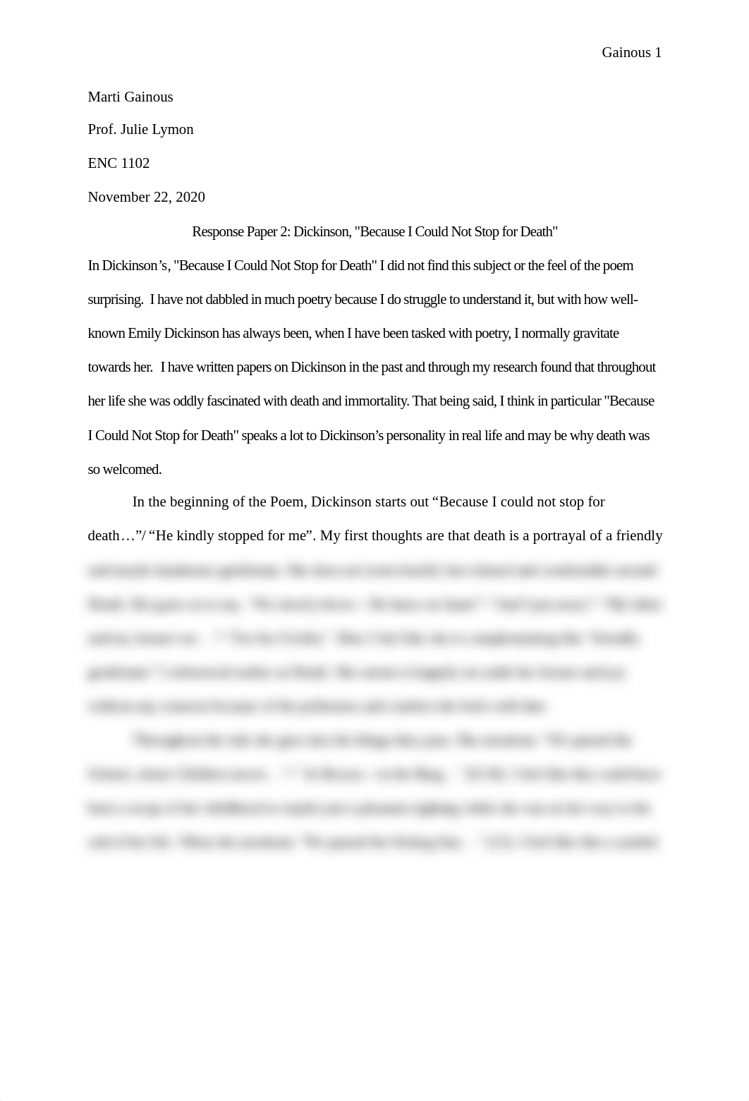 Response Paper 2 -  Dickinson, Because I could not stop for death.pdf_dt9hzwa0lut_page1