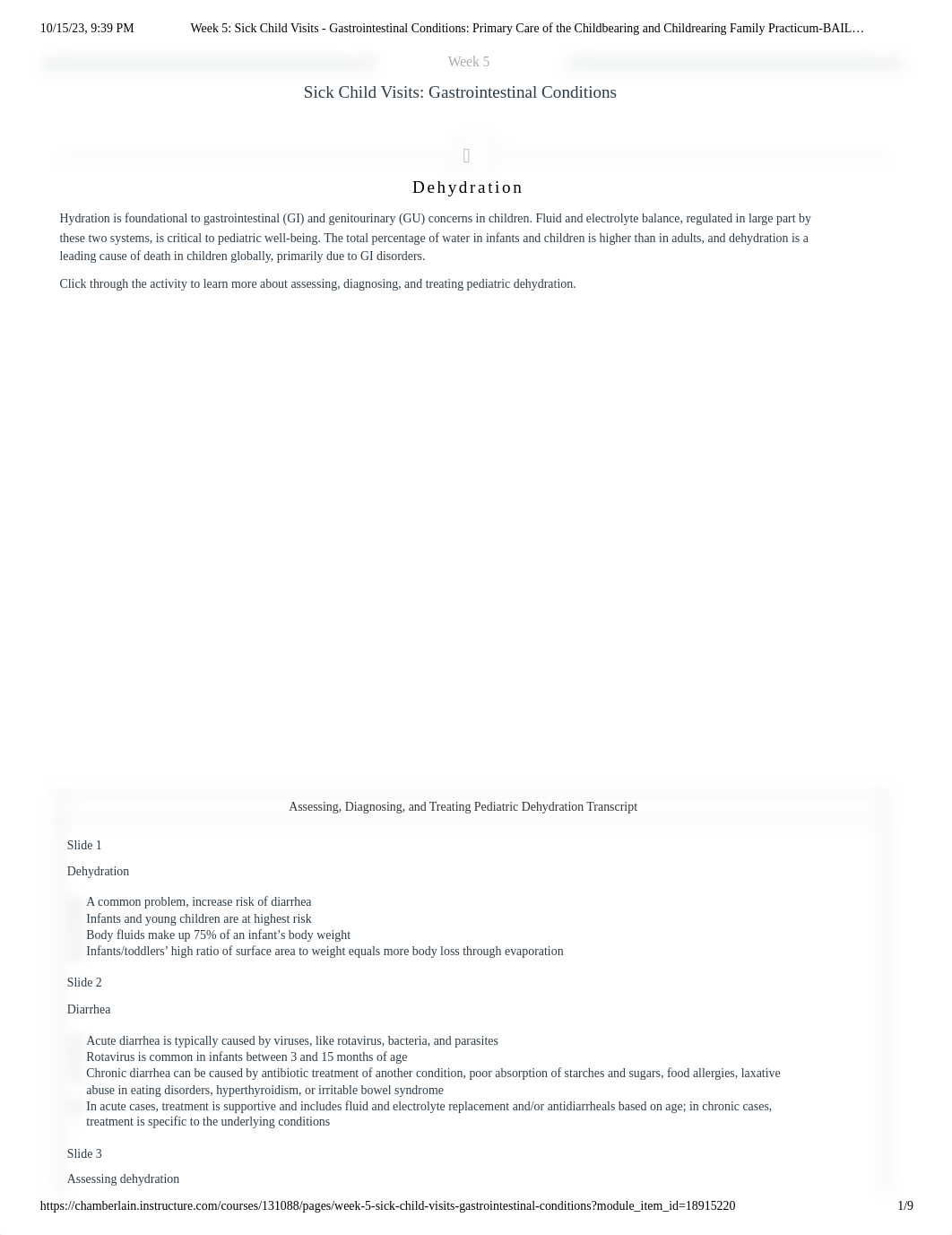 Week 5_ Sick Child Visits - Gastrointestinal Conditions_ Primary Care of the Childbearing and Childr_dt9zwiwj1jh_page1