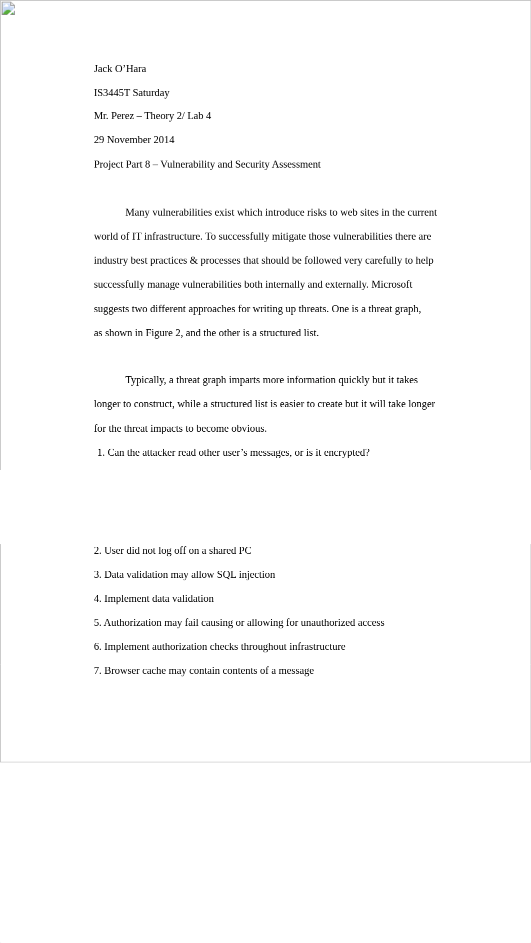 Project Part 8 Vulnerability and Security Assessment 29 Nov 2014_dtbmv2d0li2_page1