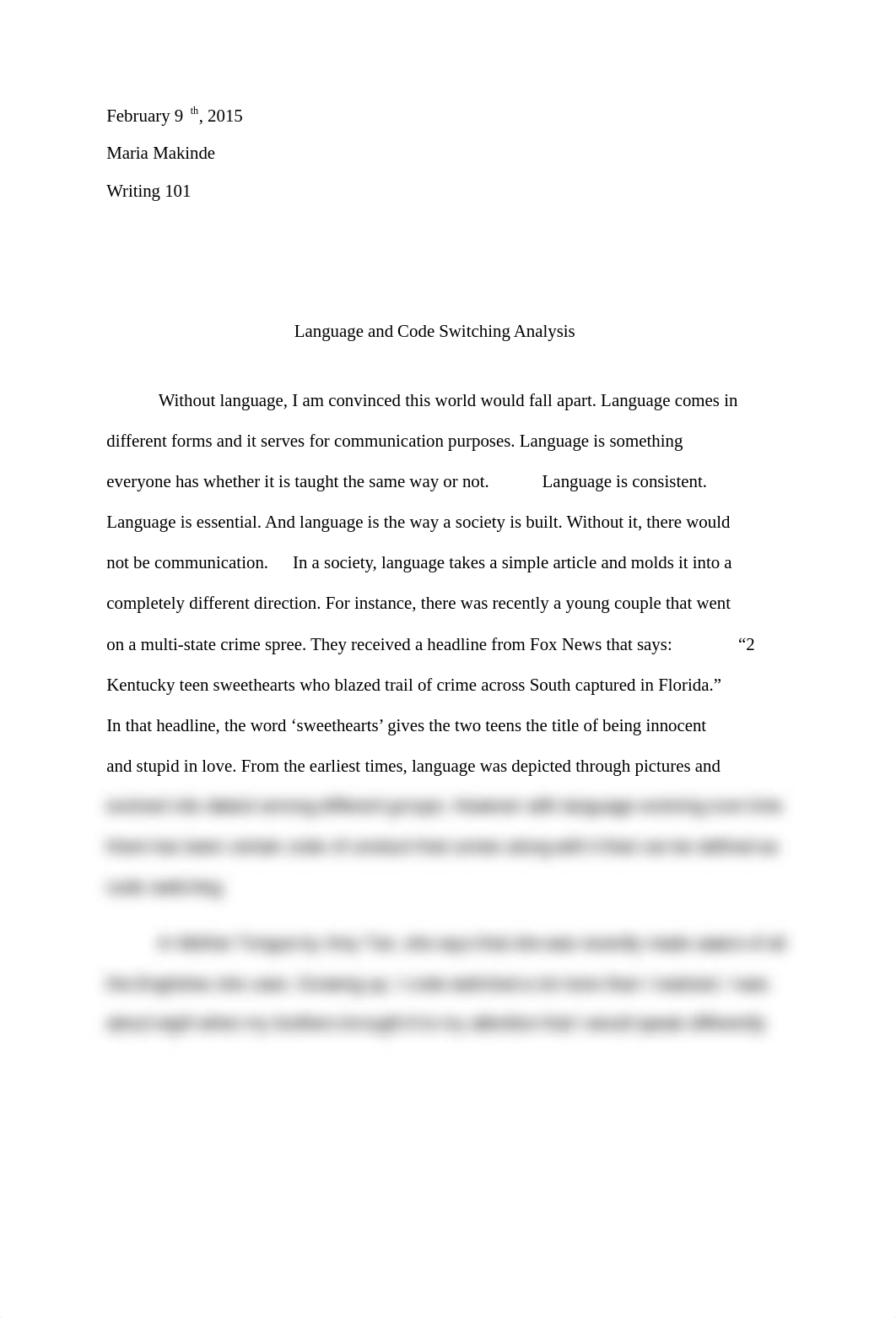 Language and Code Switching Analysis_dtc3133yodh_page1