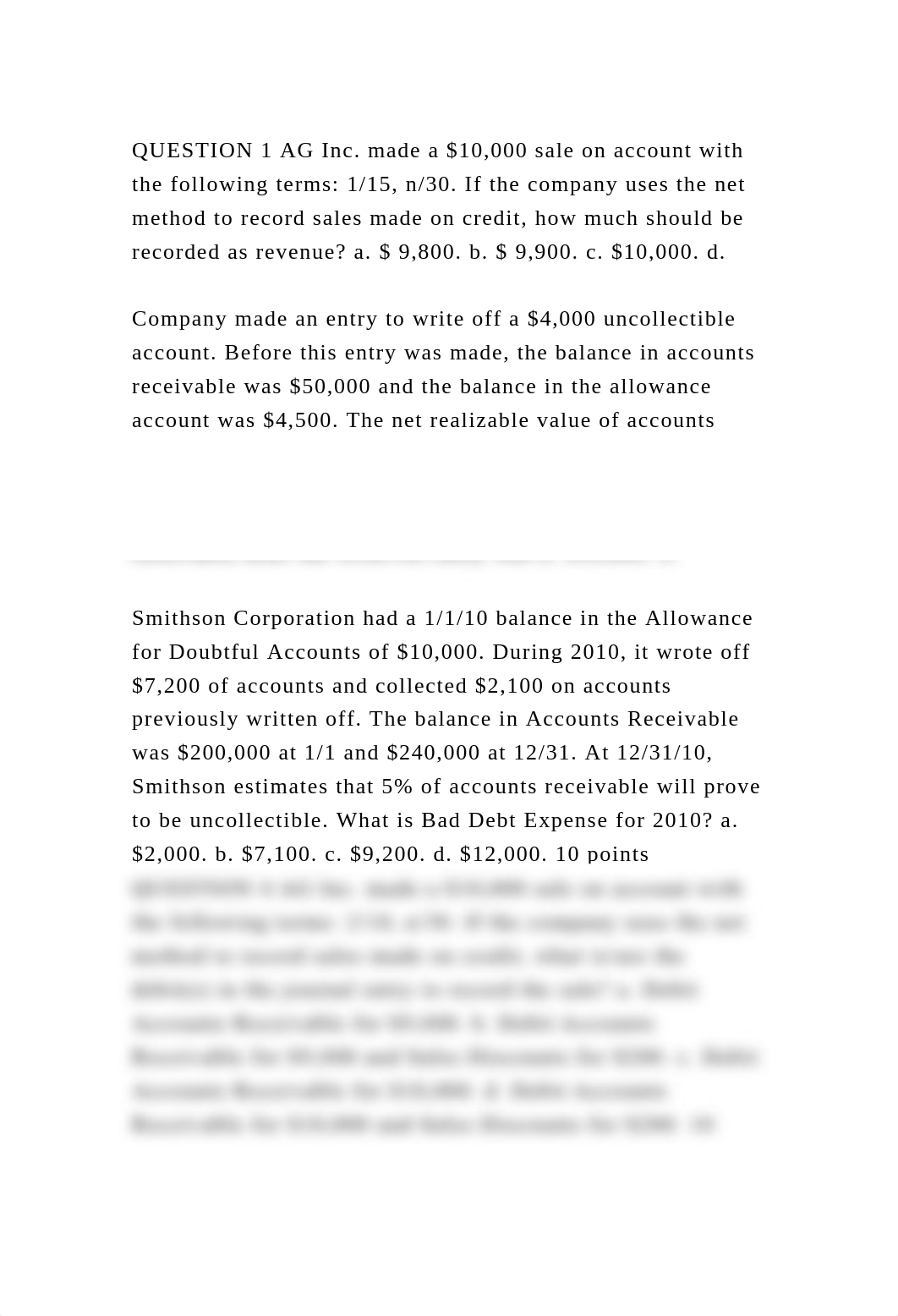 QUESTION 1 AG Inc. made a $10,000 sale on account with the following.docx_dtciosp3aik_page2