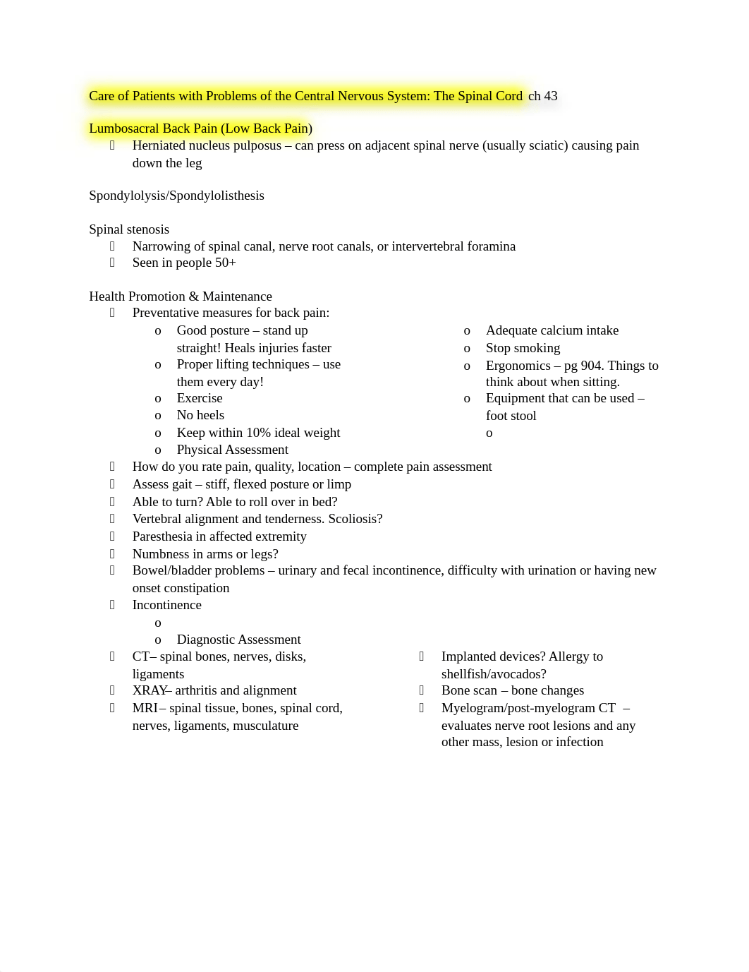 Care of Patients with Problems of the Spinal Cord Outline.docx_dtd4tvr9yu1_page1