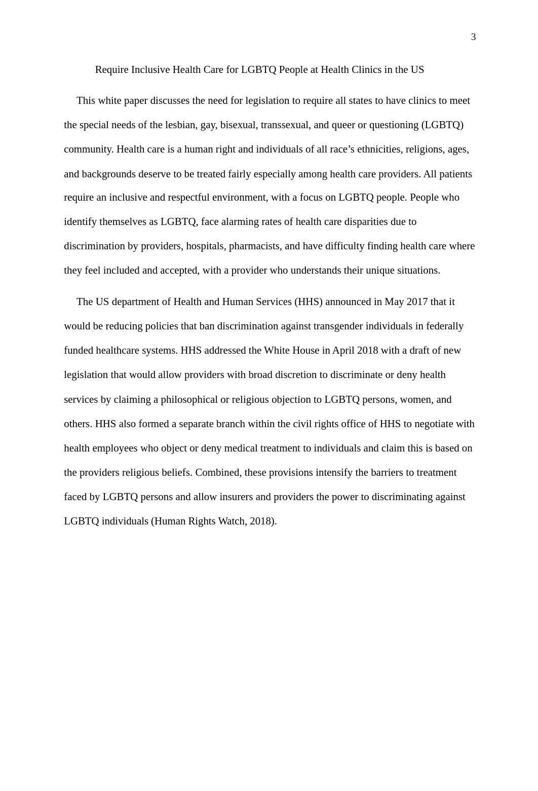 White paper-Require Inclusive Health Care for LGBTQ People at Health Clinics in the US .docx_dtd57sl28j5_page3