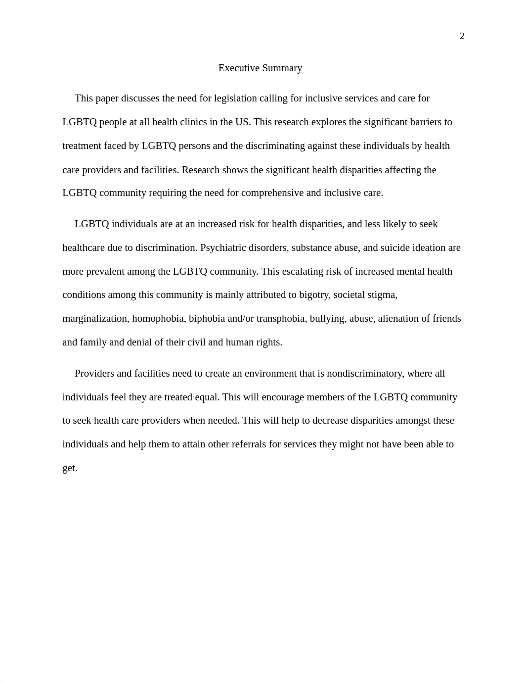 White paper-Require Inclusive Health Care for LGBTQ People at Health Clinics in the US .docx_dtd57sl28j5_page2