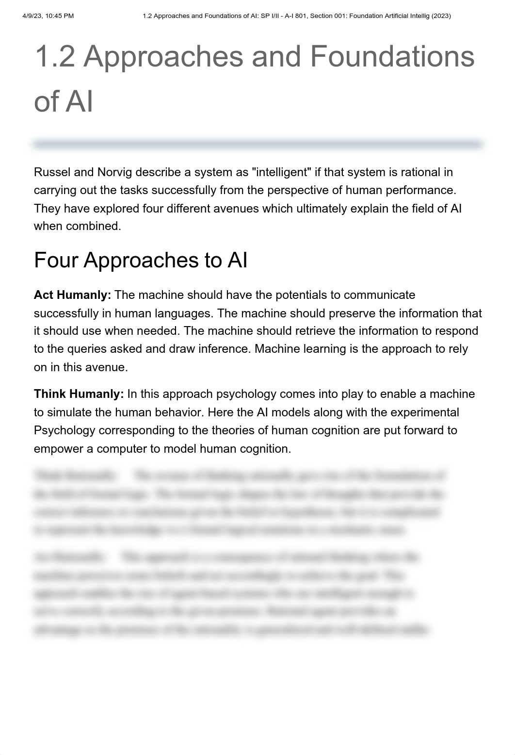 1.2 Approaches and Foundations of AI_ SP I_II - A-I 801, Section 001_ Foundation Artificial Intellig_dtd7x6vlh72_page1