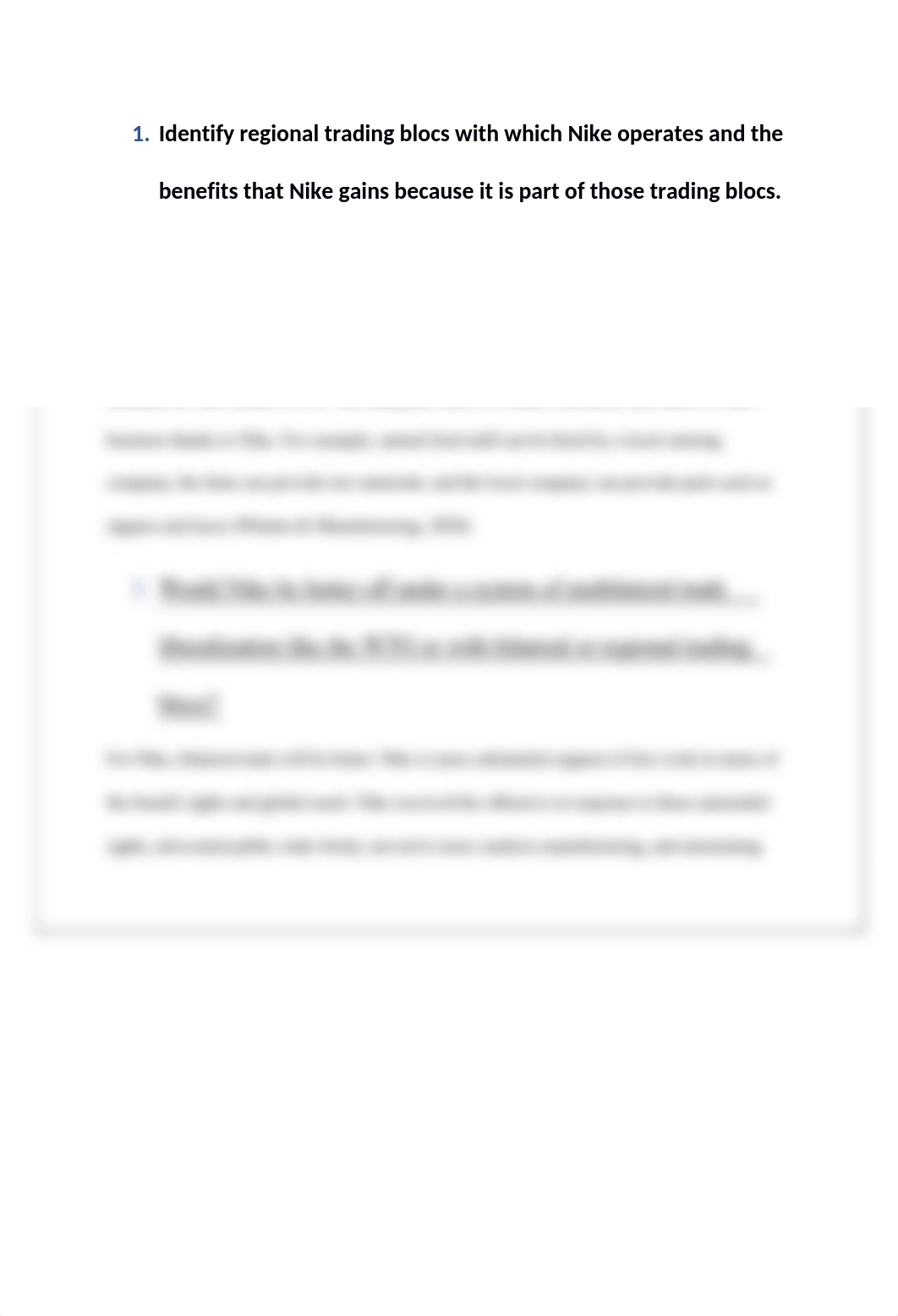 Identify regional trading blocs with which Nike operates as well as the benefits that Nike gains bec_dtdnefi53ou_page1