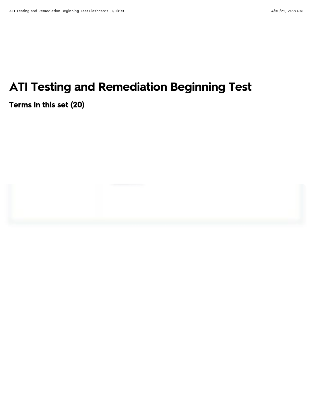 ATI Testing and Remediation Beginning Test Flashcards | Quizlet.pdf_dtdsh1vxke2_page1