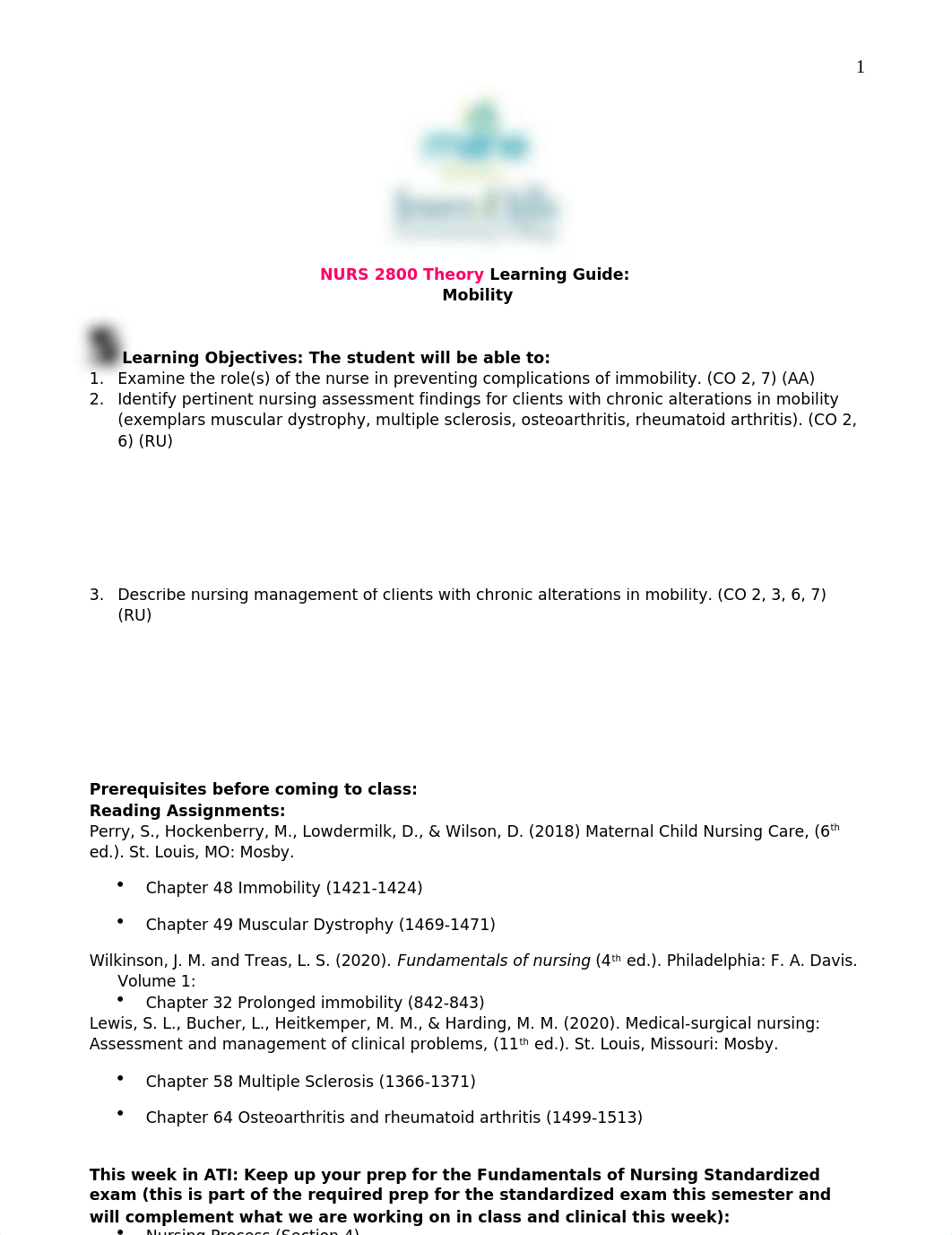 NURS 2800 Mobility Theory Learning Guide.docx_dtfryqipxf8_page1