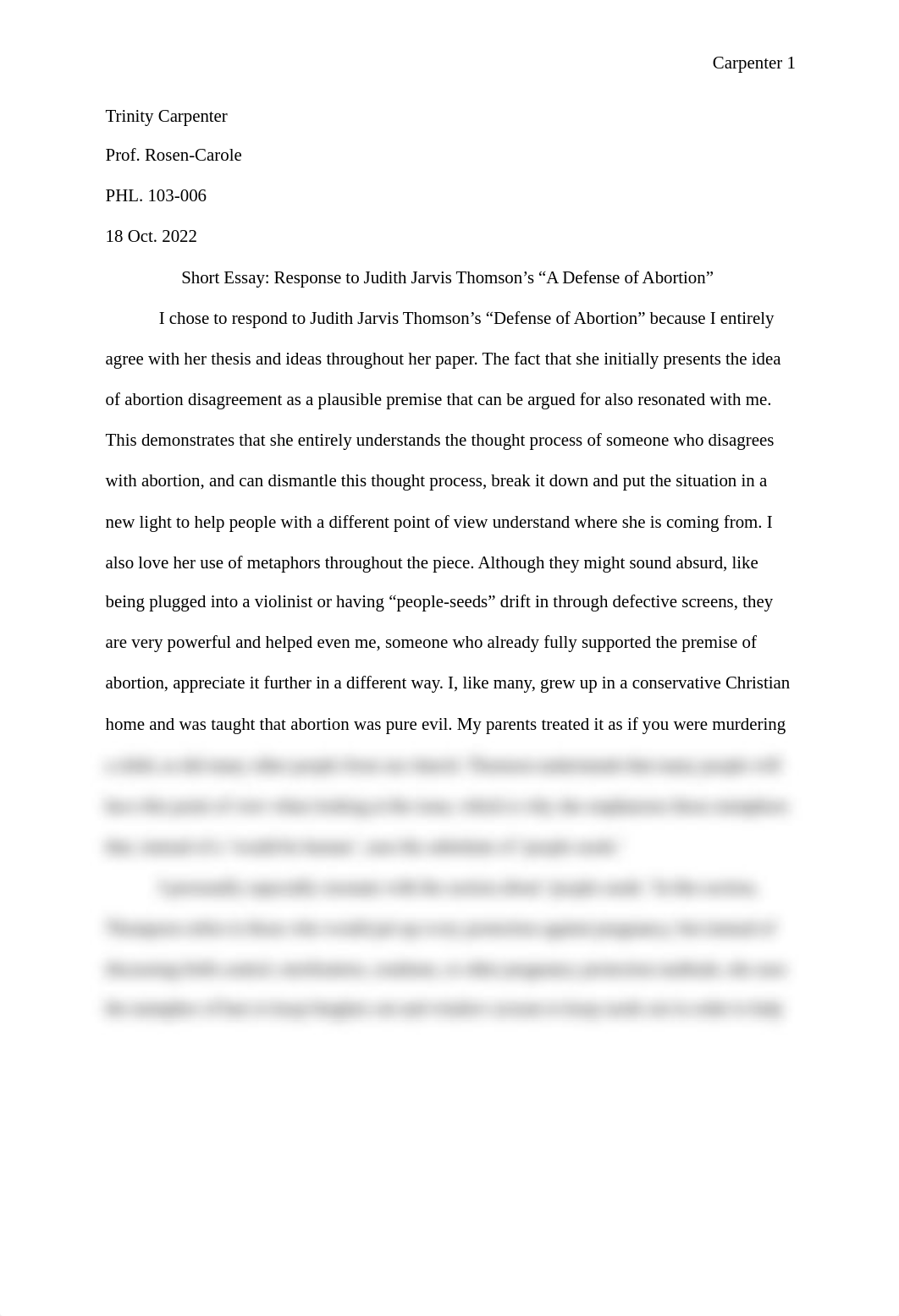 Abortion Short Essay_ Response to Judith Jarvis Thomson's "A Defense of Abortion" (2).pdf_dtfwgf5qqve_page1