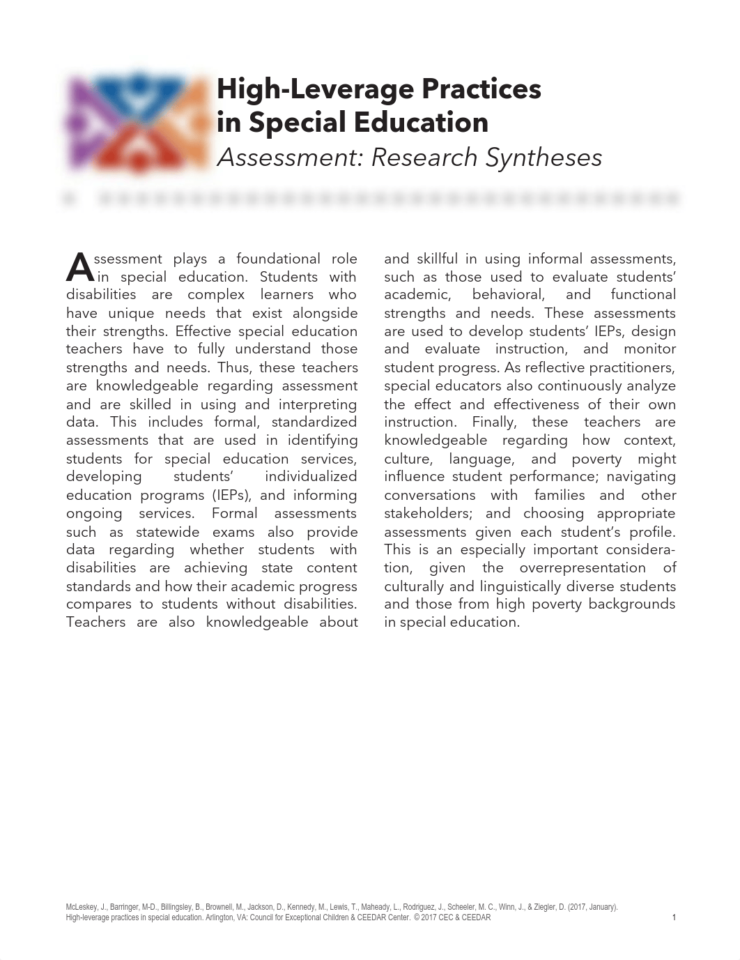 High Leverage Practices in Special Education Assessment Research Synthesis.pdf_dtg9u5hvt6j_page1