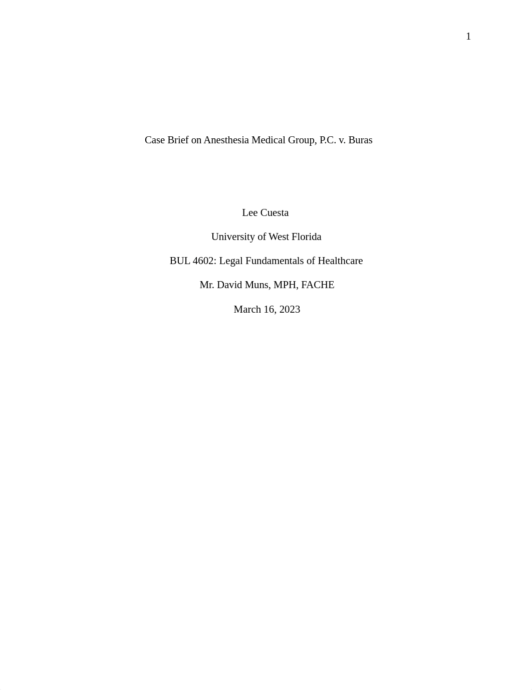 Case Brief on Anesthesia Medical Group PC v Buras.docx_dth9qlnpqe2_page1