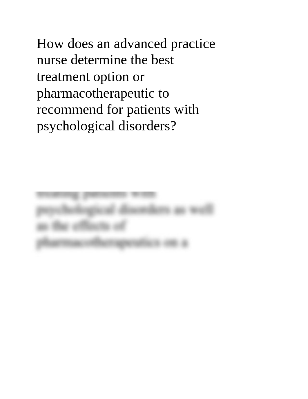 How does an advanced practice nurse determine the best treatment option or pharmacotherapeutic to re_dthr1x10n52_page1