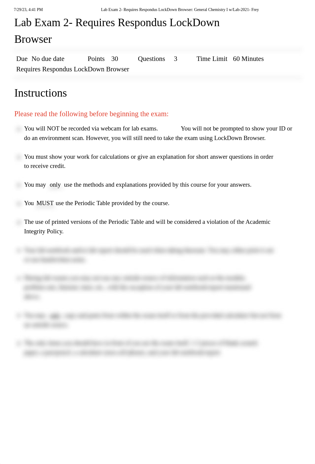 Lab Exam 2- Requires Respondus LockDown Browser_ General Chemistry I w_Lab-2021- Frey.pdf_dtiiaegyseg_page1