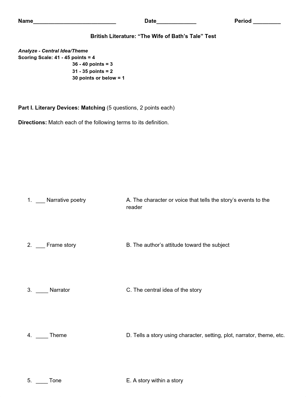 British Literature_ "The Wife of Bath's Tale" Test.pdf_dtio8xcu2mr_page1