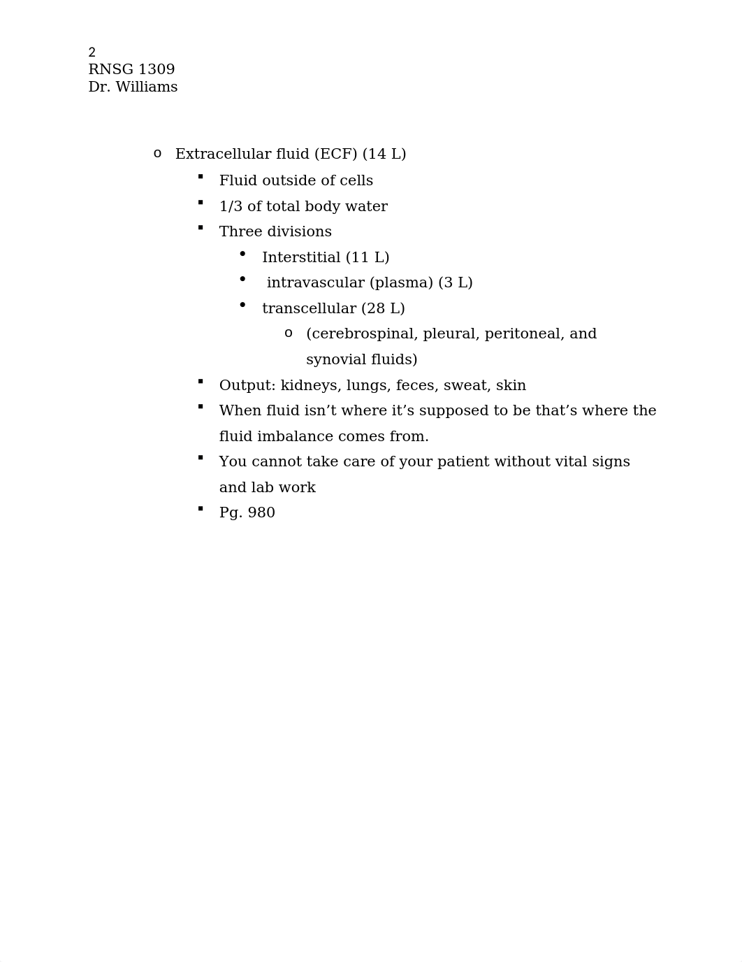 Fluid, Electrolyte and Acid Base Balance Dr. Williams RNSG 1309.docx_dtips891nui_page2