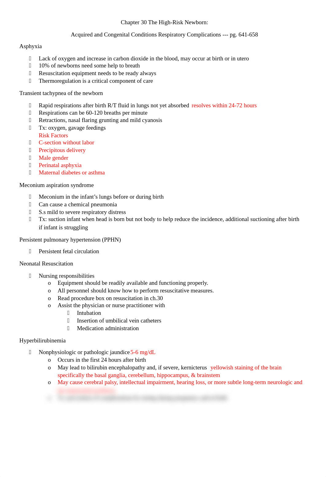 Chapter 30 The High-Risk Newborn: Asquired and Congenital Conditions Notes_dtj6qdihjd4_page1