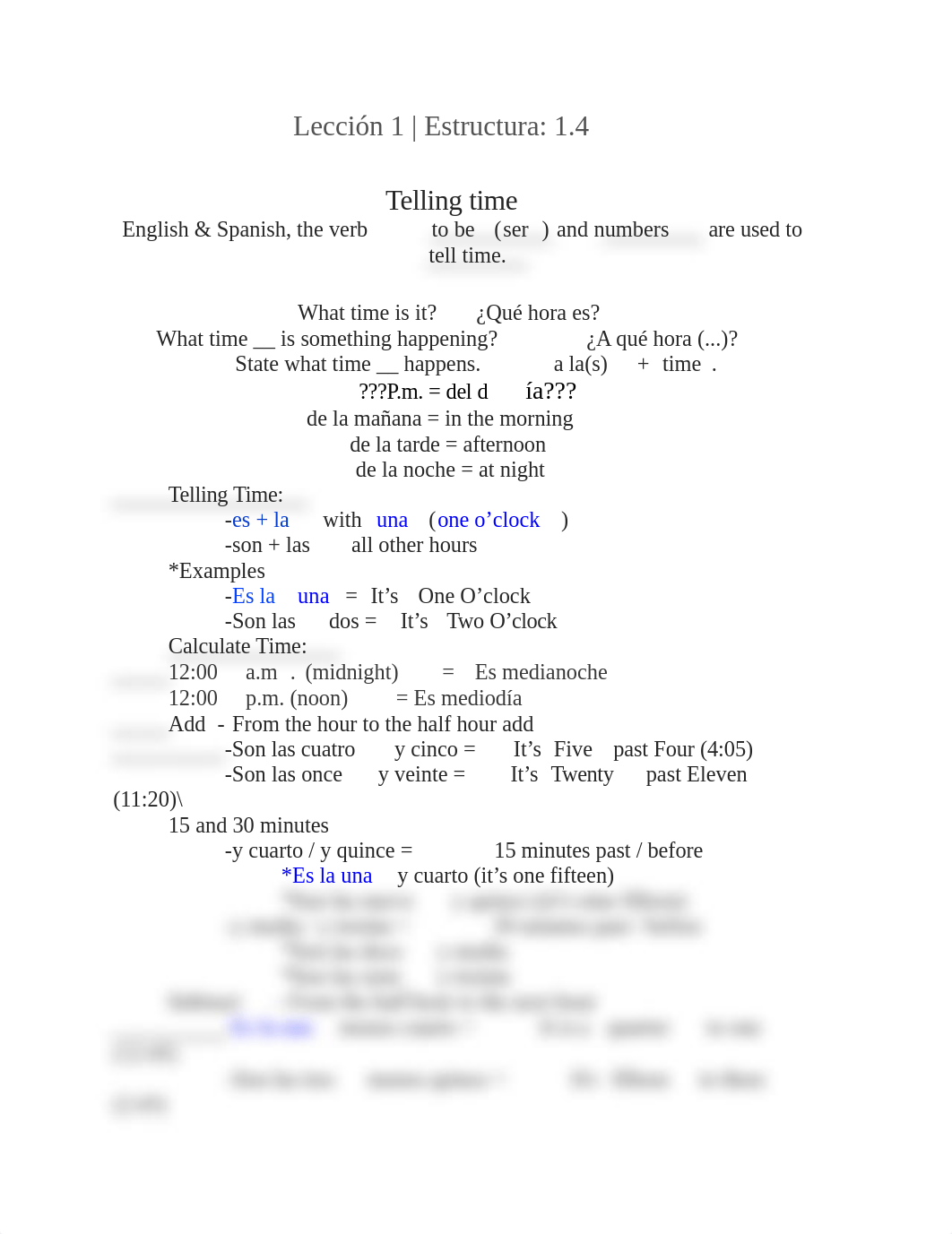 Tellin Time - Notes - Lección 1 | Estructura 1.4 9:27.rtf_dtja9gdbar0_page1