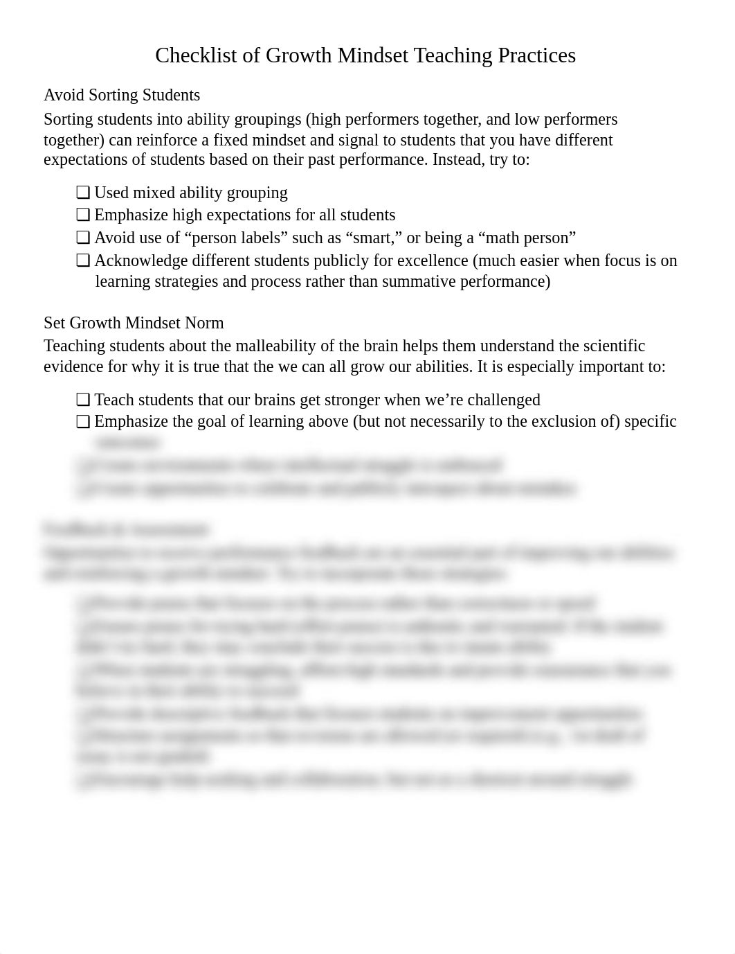 Fixed vs Growth Mindset-Activity-Checklist of Growth Mindset Teaching Practices.pdf_dtjc69489cd_page1