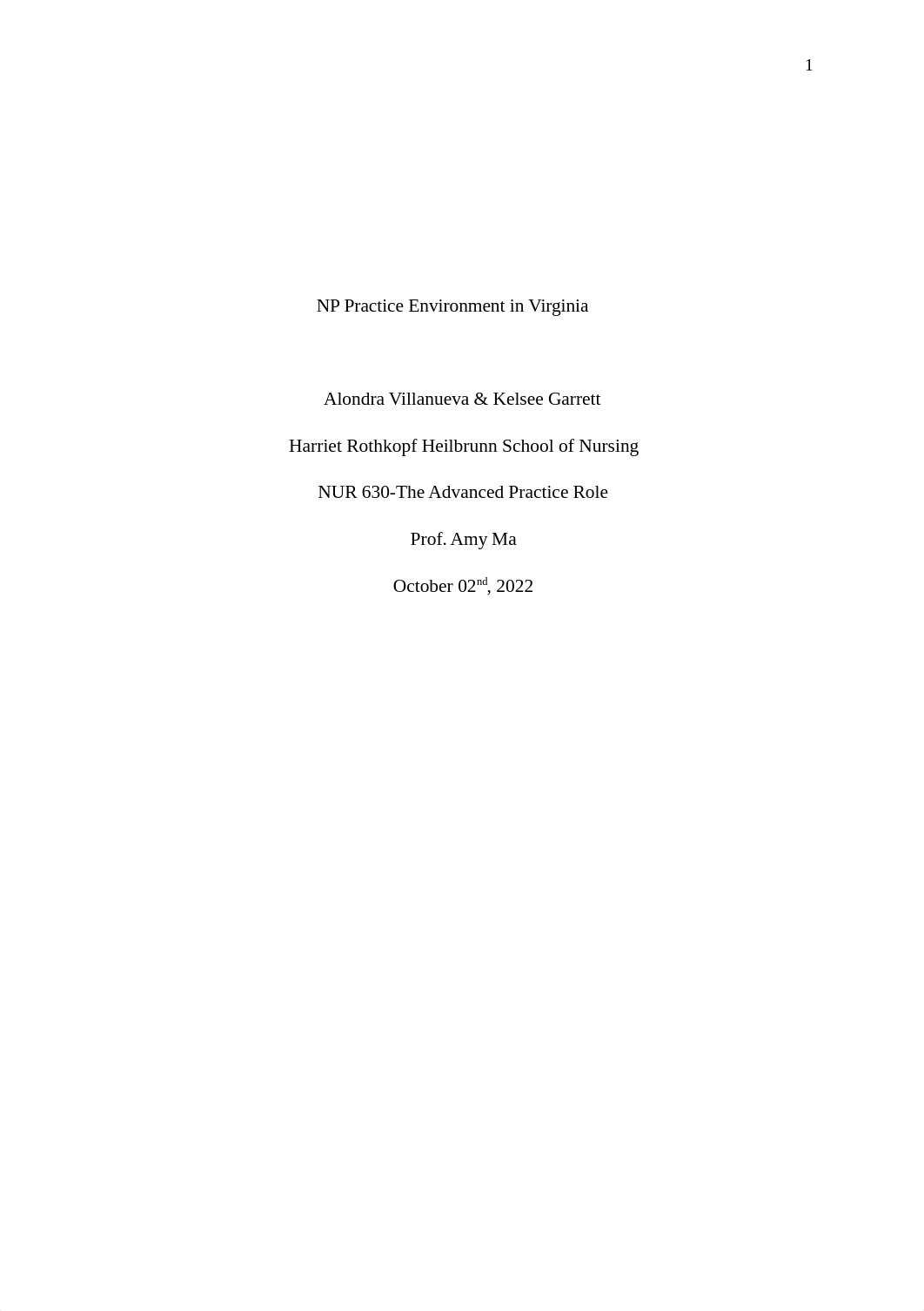 Alondra Villanueva & Kelsee Garrett - NP Practice Environment in Virginia-2.docx_dtkylifzpx1_page1