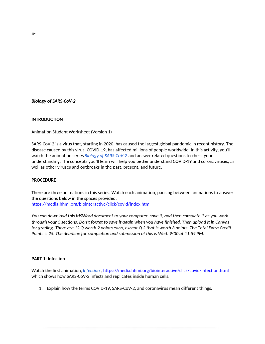 SP21 HHMI Biology of SARS Student Worksheet .docx_dtkzn86fa1n_page1