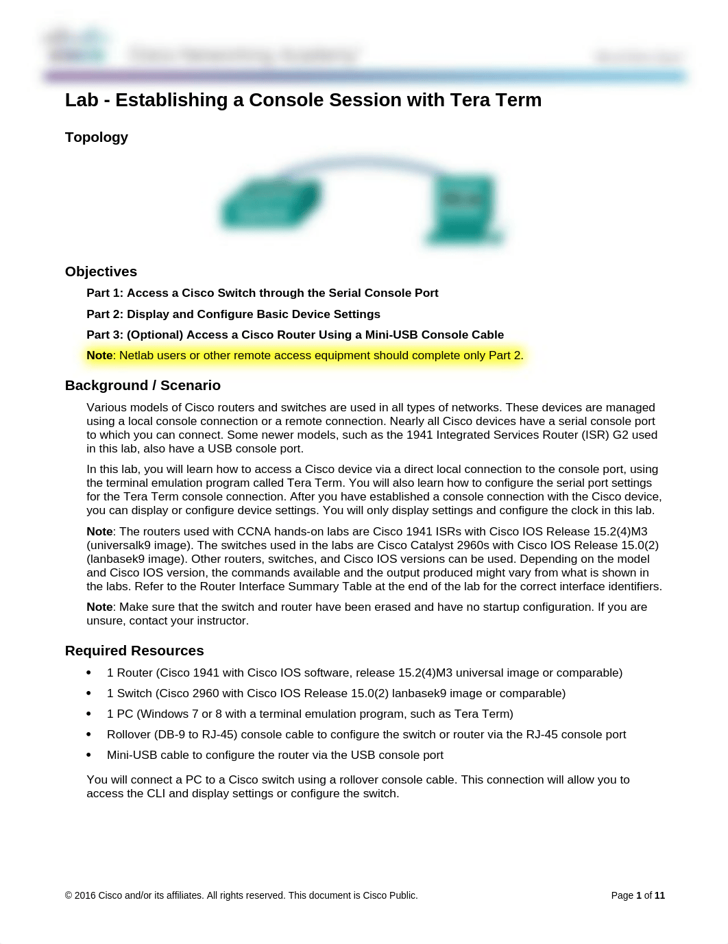 02.1.4.7 Lab - Establishing a Console Session with Tera Term_dtlaun6dohl_page1