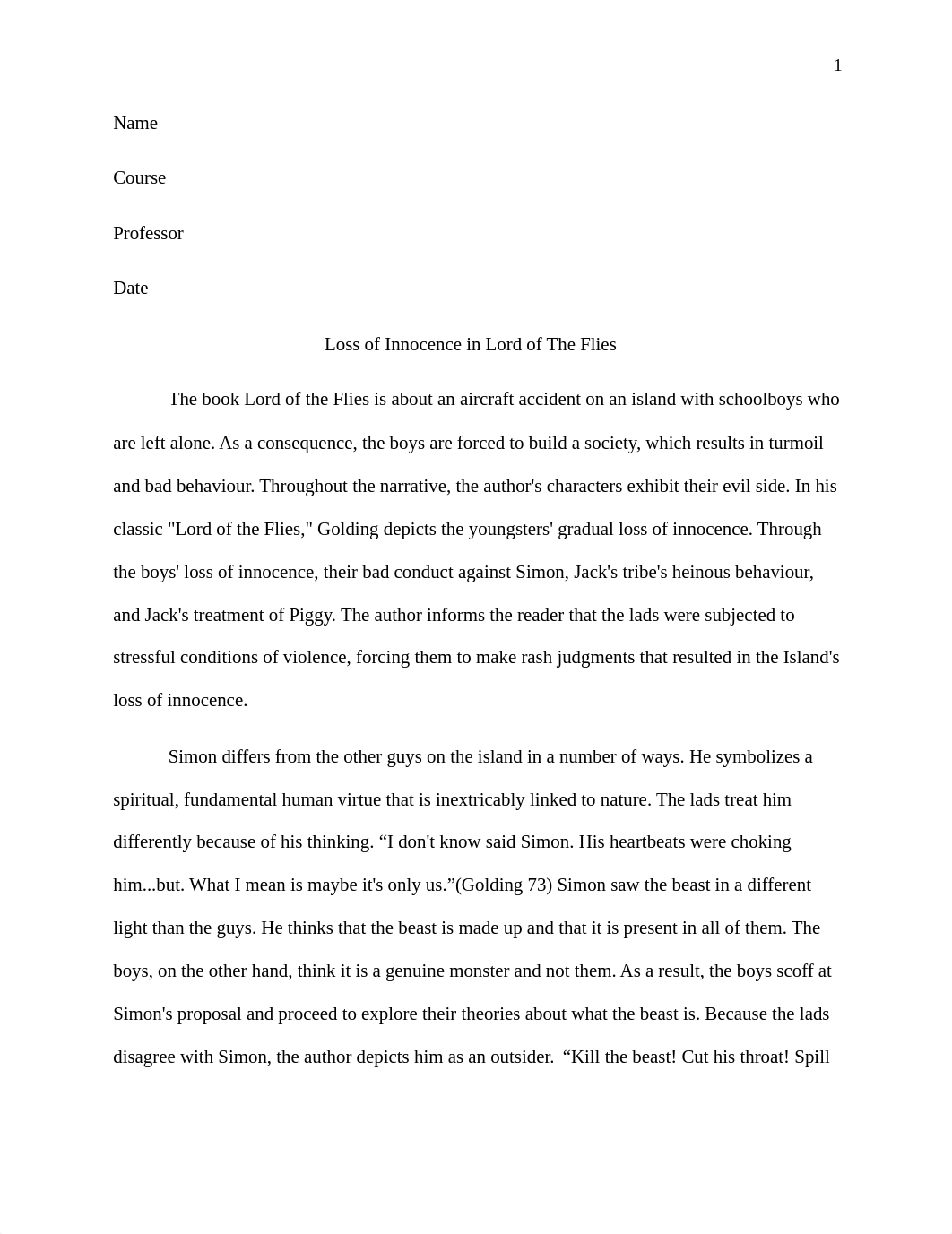 loss of Innocence in the lord of the flies essay.docx_dtldukf6sbb_page1