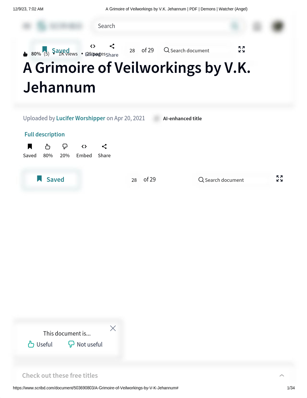 A Grimoire of Veilworkings by V.K. Jehannum _ PDF _ Demons _ Watcher (Angel).pdf_dtm4rizzqt2_page1