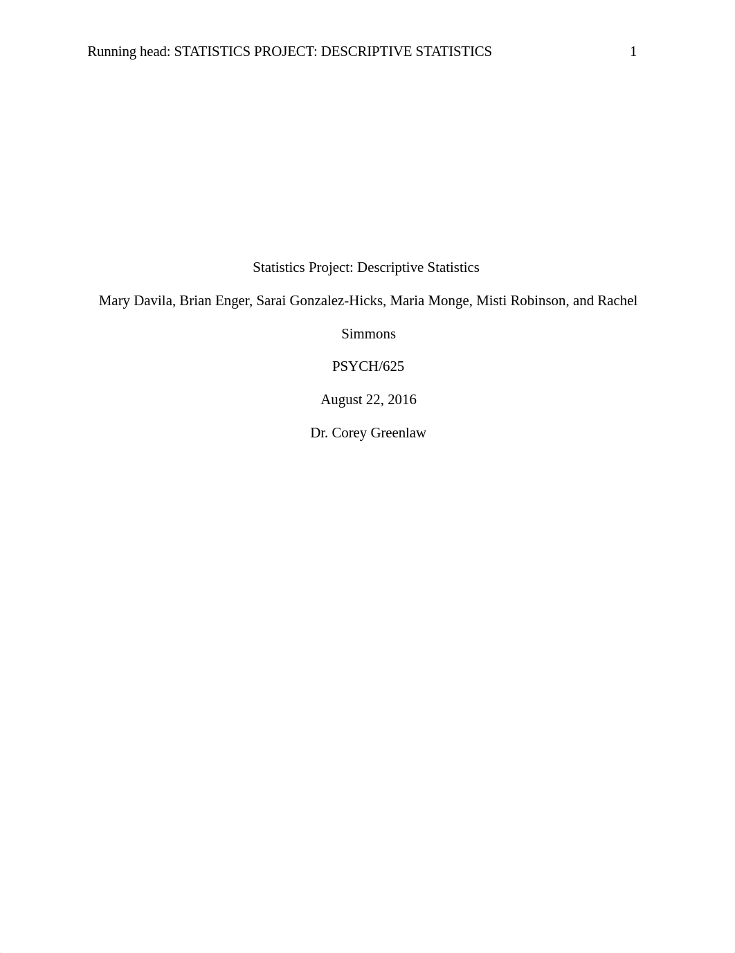 Statistics Project Descriptive Statistics_dtm74nug093_page1