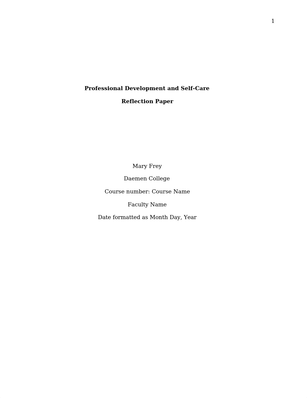 Sample Paper for Professional Development and Self-Care Reflection Paper 7th edition - Georgia 11pt_dtn0i5s351p_page1