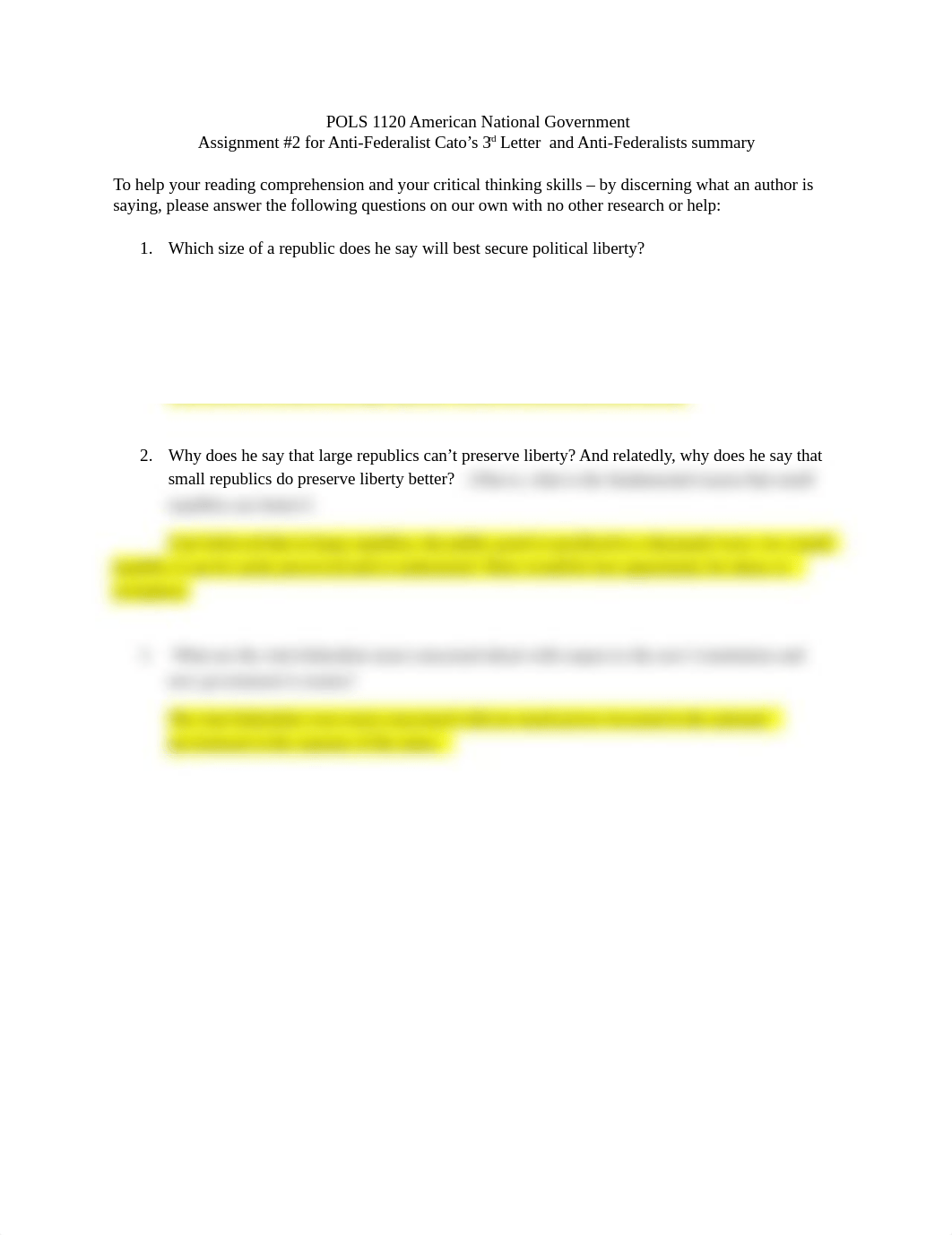 Assignment #2 Cato's 3rd letter and Anti-Federalist's views(1) on-line (1) answered.docx_dtn6wdepyf4_page1