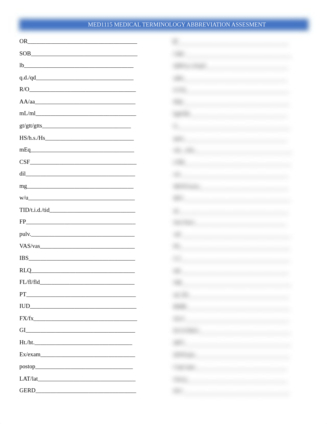 MED1115 Medical Terminology Abbreviation assesment Week 3.pdf_dtnfhi5p79b_page1