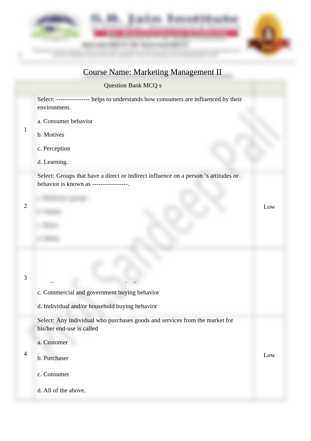 Marketing Management II  Ques Bank (MCQ).pdf_dtnp8ag51bp_page1