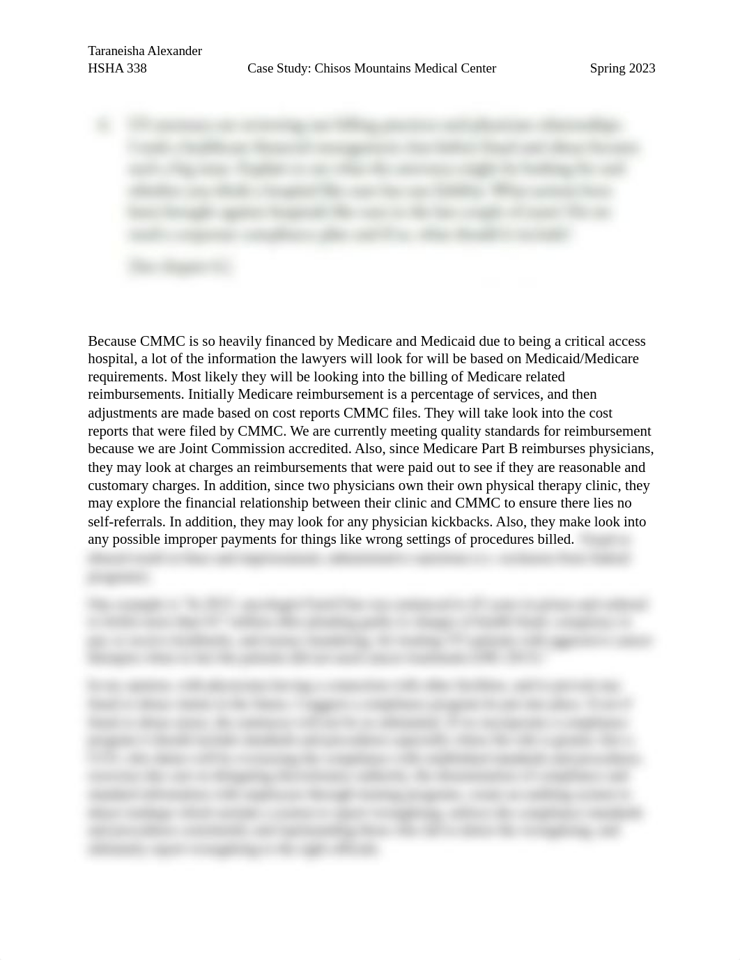 HSHA 338- Case Study - Chisos Moutains Medical Center - Question 4.docx_dtnuku8bqh6_page1