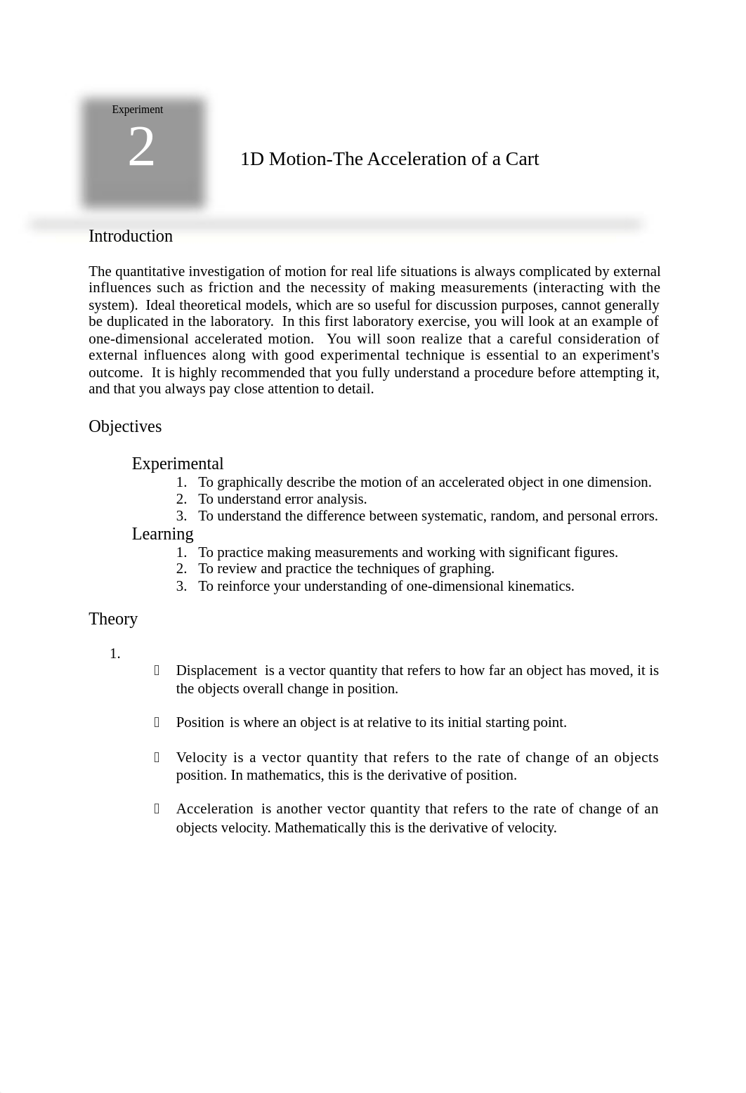 Physics 205, Lab 2; 1-D Motion, The Acceleration of a Cart_dtnwdi5bh4o_page1