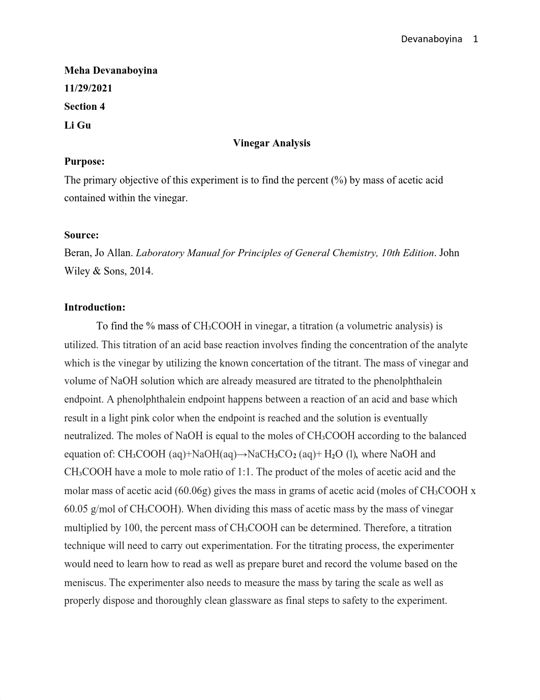 Experiment 10 Vinegar Anlysis Final Write up CHEM 025.pdf_dtp4io18jql_page1