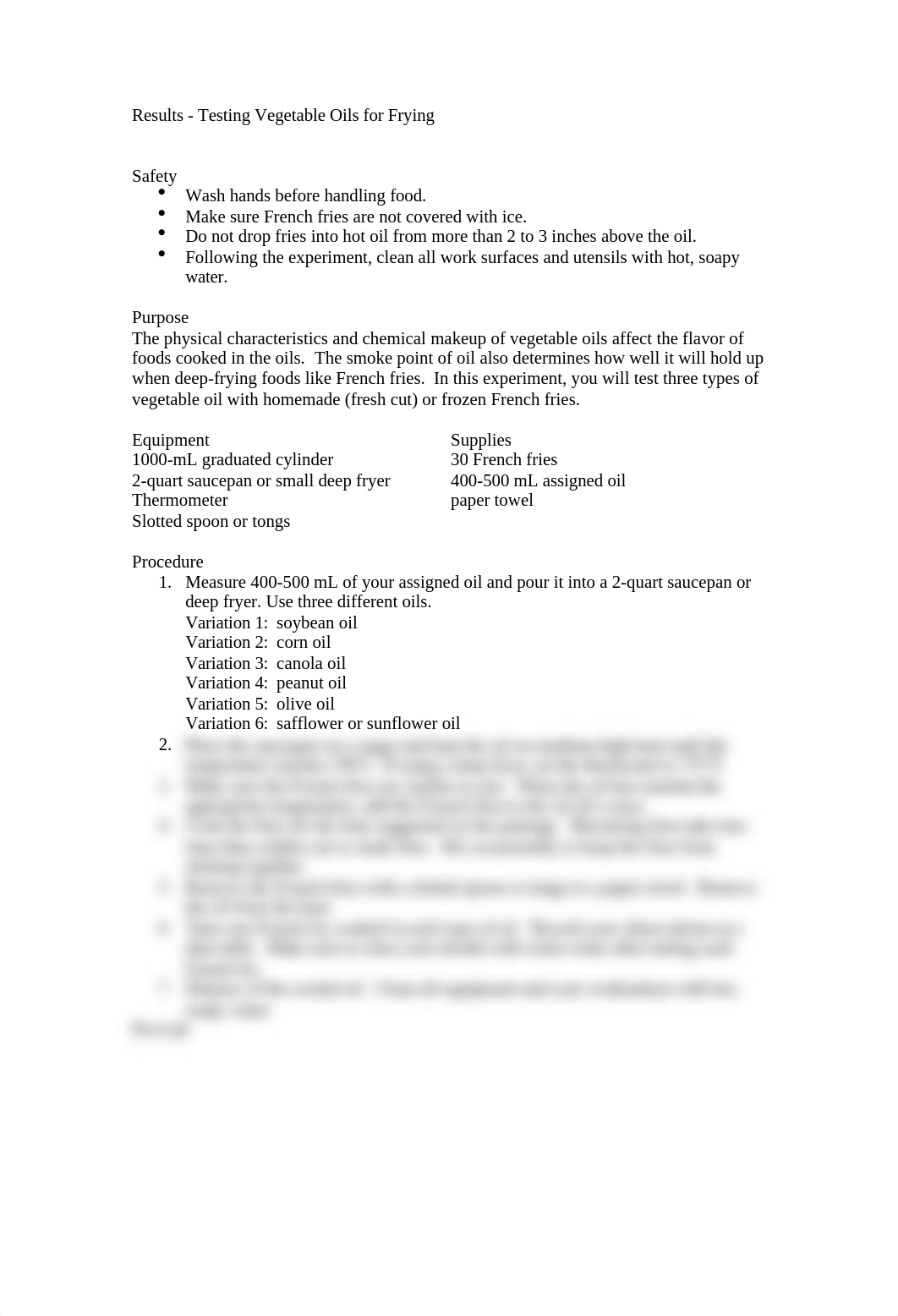 Experiment I & II Vegetable Oils for Frying - Drink.doc_dtprxi75r7v_page1