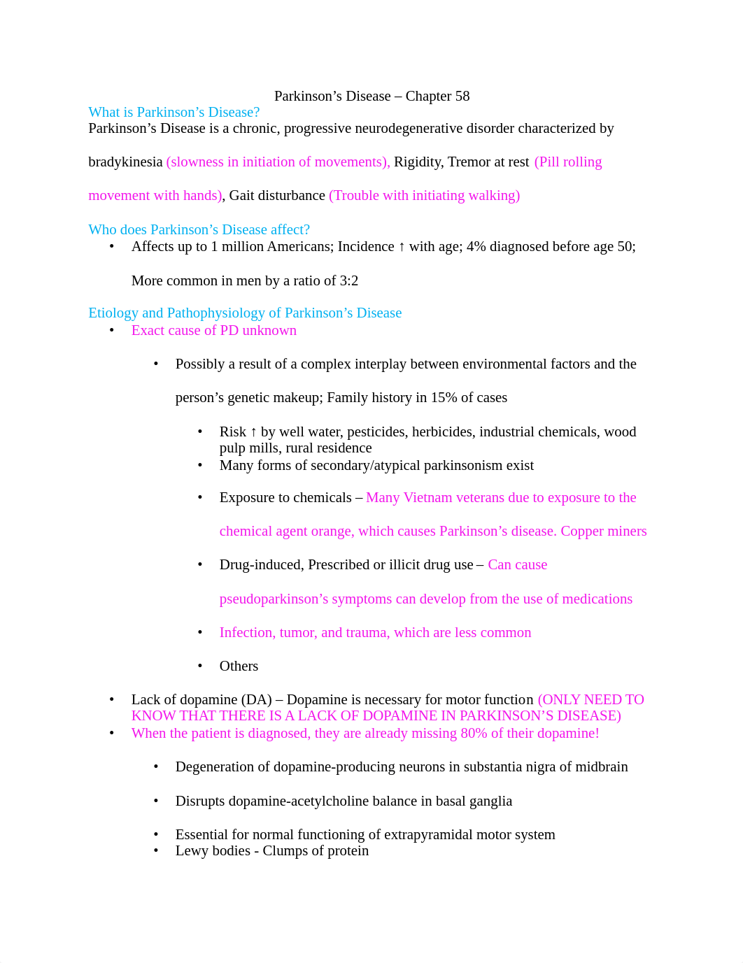 Parkinson's Disease Outline.docx_dtq9yhdolp6_page1