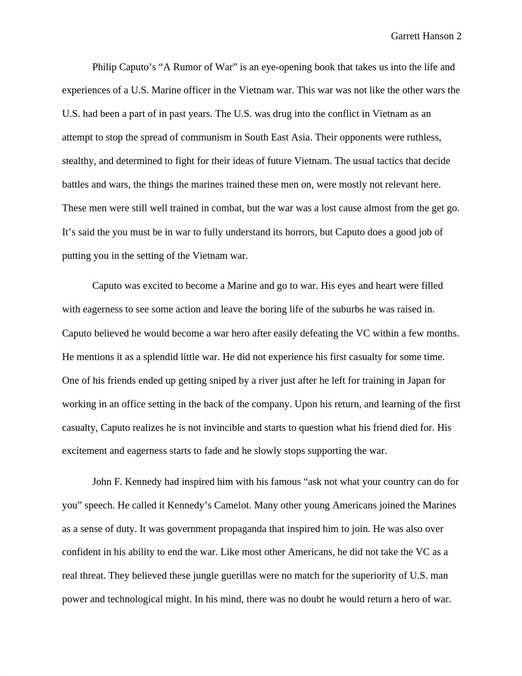 Hist 162 section 503. Rumor of War Essay (Garrett Hanson).docx_dtqr8x70xja_page2