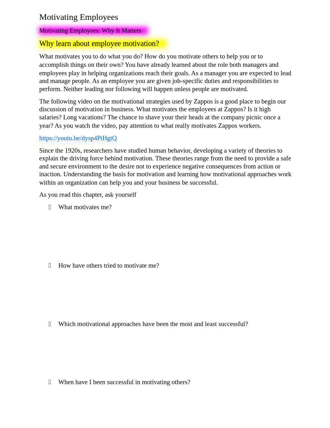 BMGT Week 6 Readings - Part One - Motivating Employees .docx_dtqsvcfa4od_page1