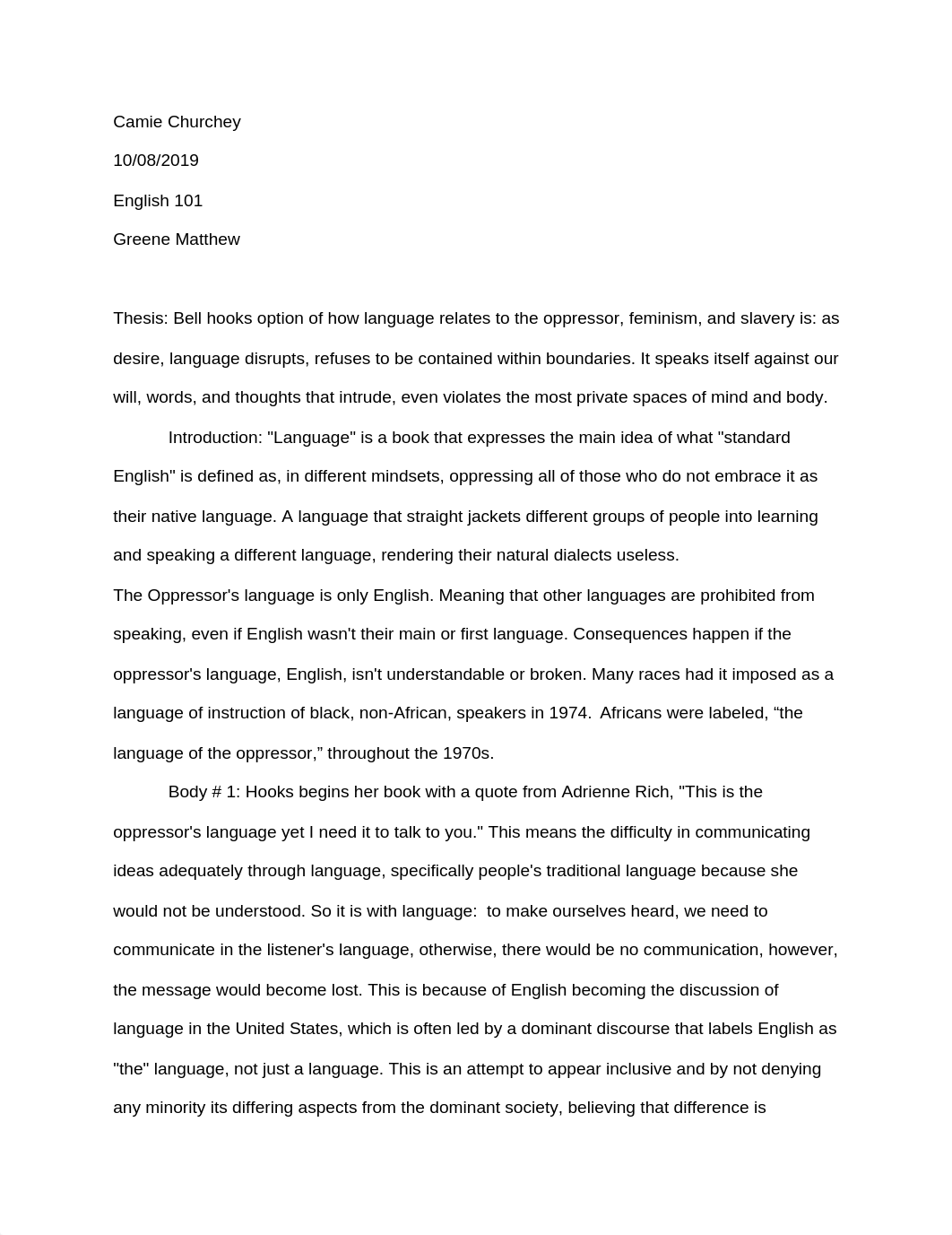 Bell hooks option of how language relates to the oppressor_dtr8dkwsfft_page1