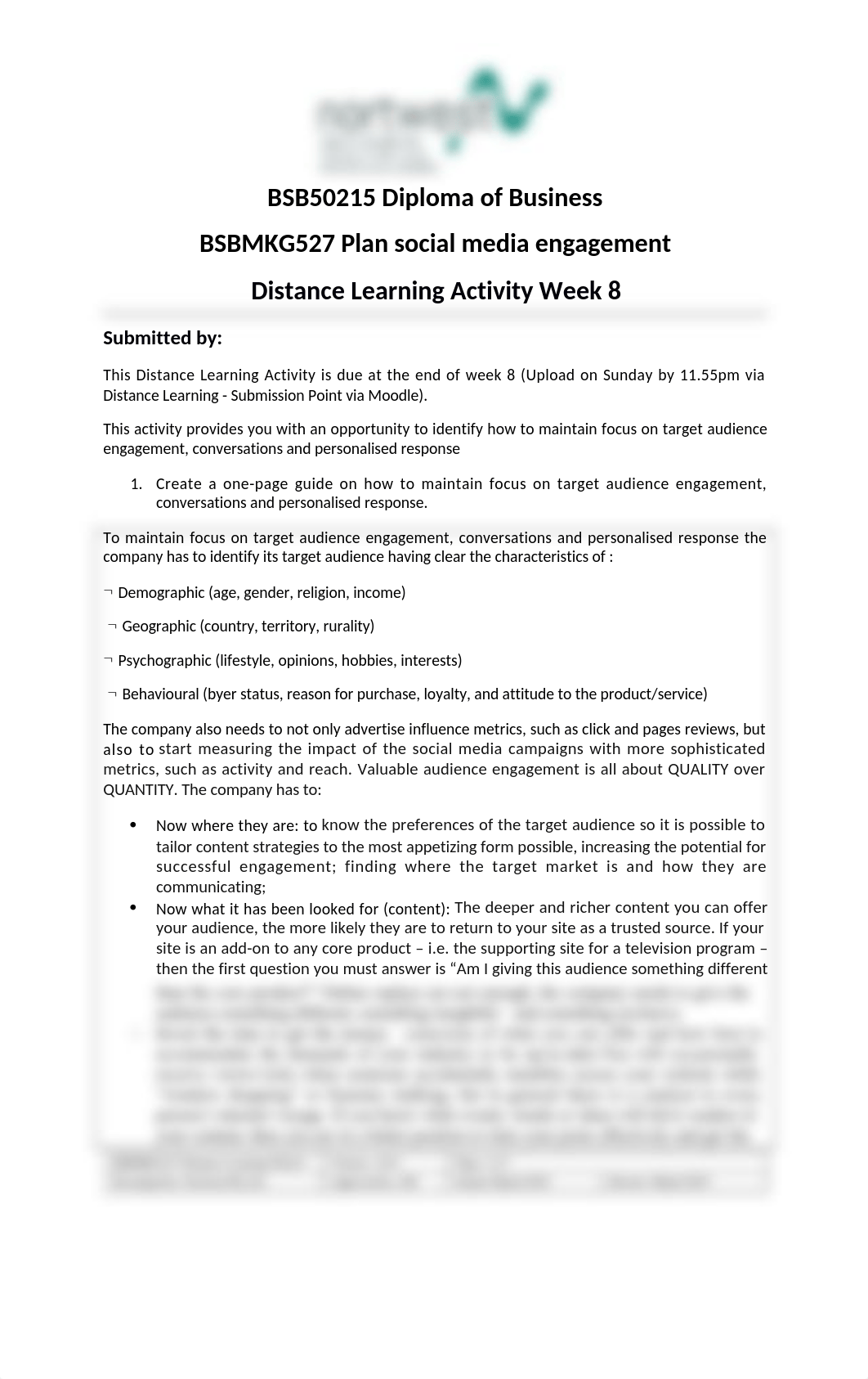 BSBMKG527 Distance Learning Activity Week 8.docx_dtrnp8h5md5_page1