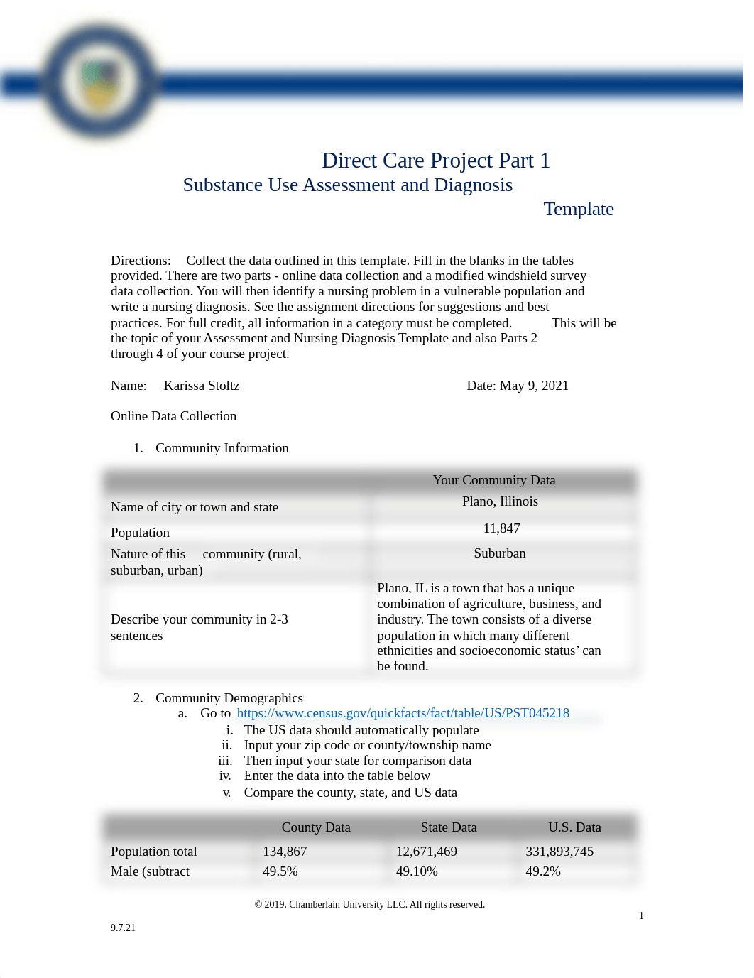 Stoltz Direct Care Project Part 1- Assessment and Diagnosis.docx_dts7gbnm5ic_page1