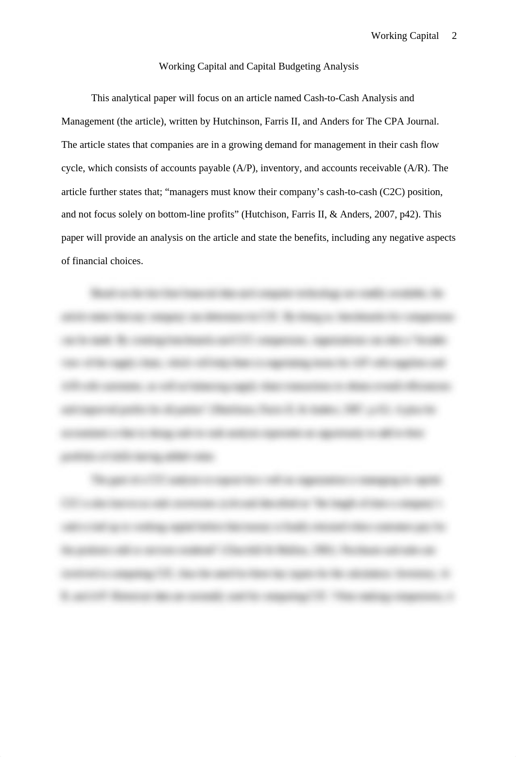 Working Capital and Capital Budgeting Analysis - David Trejo - Week 3 individual paper_dttzketyebv_page2