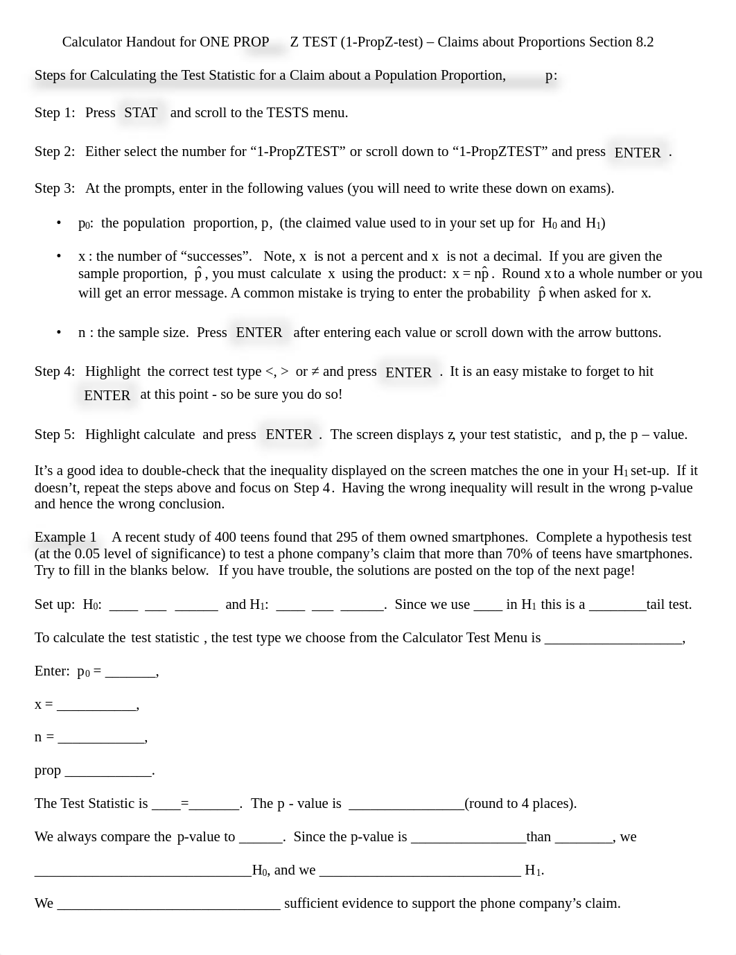 1. (8.2) Calculator Guide for 1-Prop Z Test (Proportions).pdf_dtu4hgebarw_page1