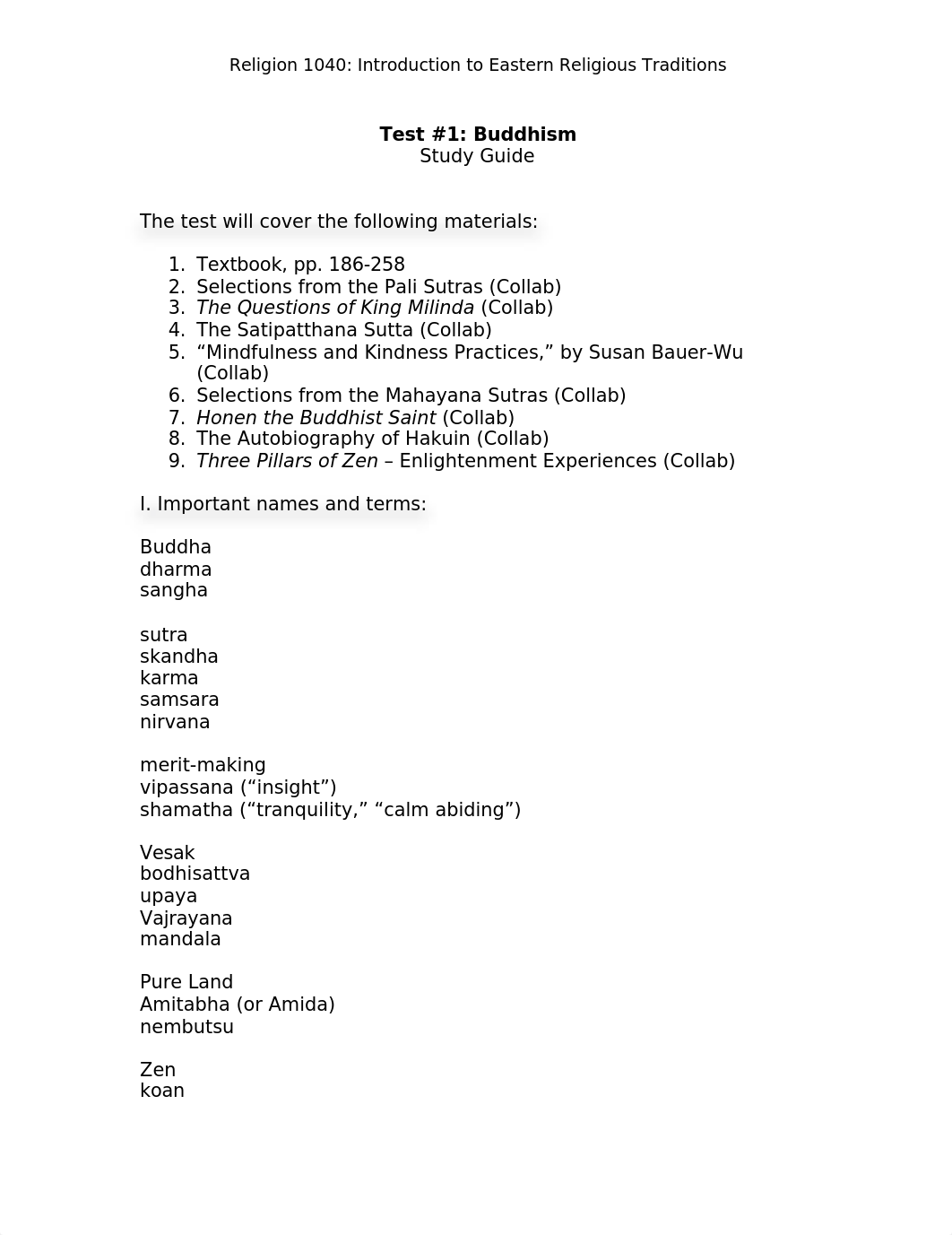 Test 2 - Buddhism - Study Guide.docx_dtubm6lfnv4_page1