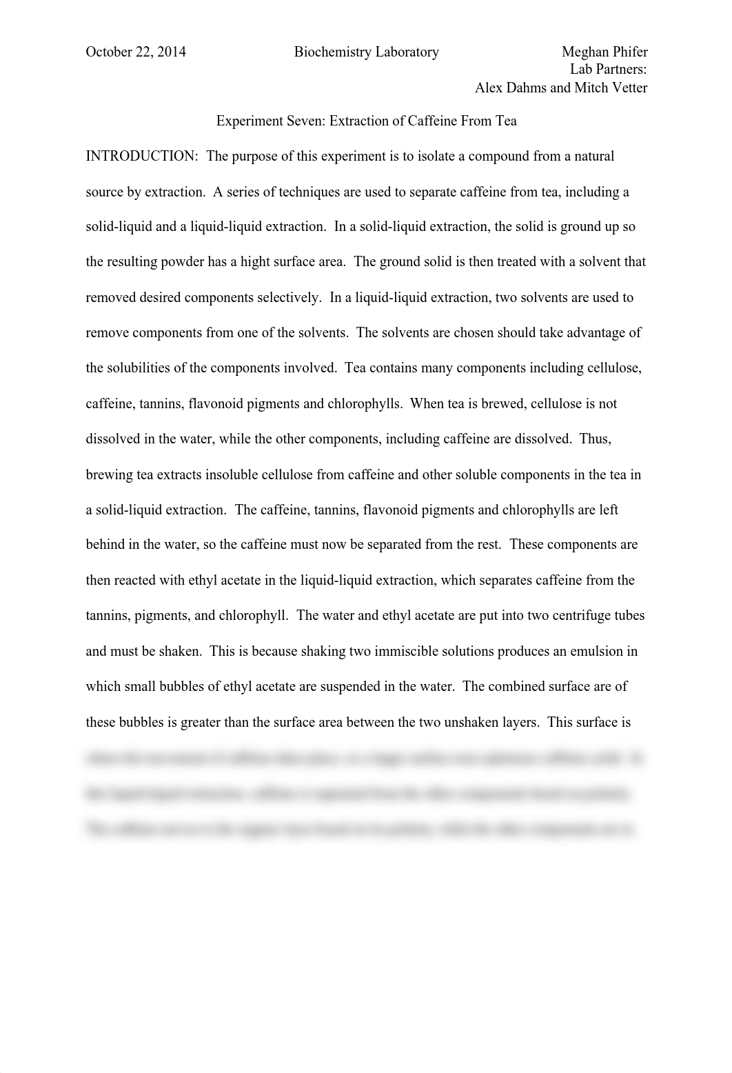 Extraction of Caffeine from Tea Lab Report_dtuotf6oow0_page1