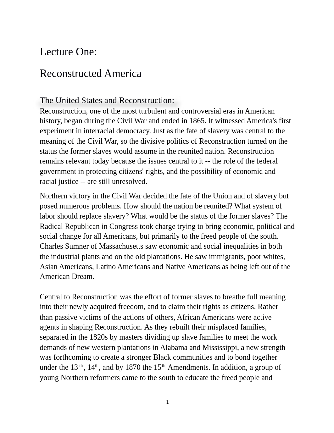 Lecture One - Reconstructed America (1).docx_dtuz0este5x_page1