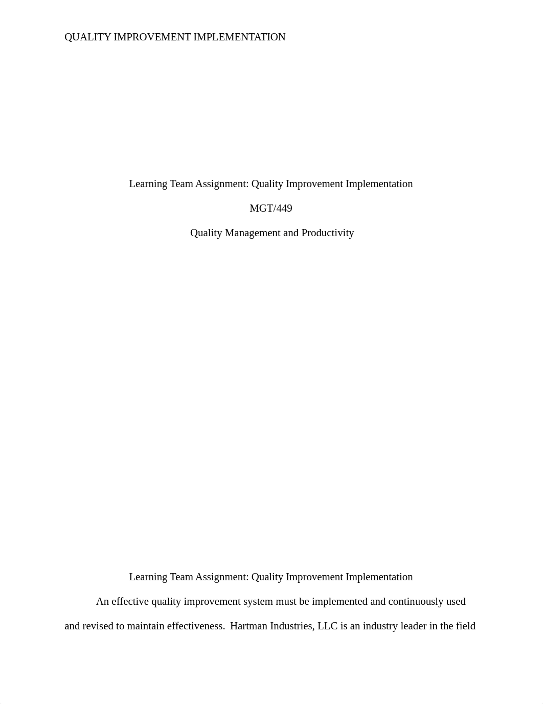MGT449 Week 5 Learning Team Assignment Quality Improvement Implementation_dtv6jdciix0_page1