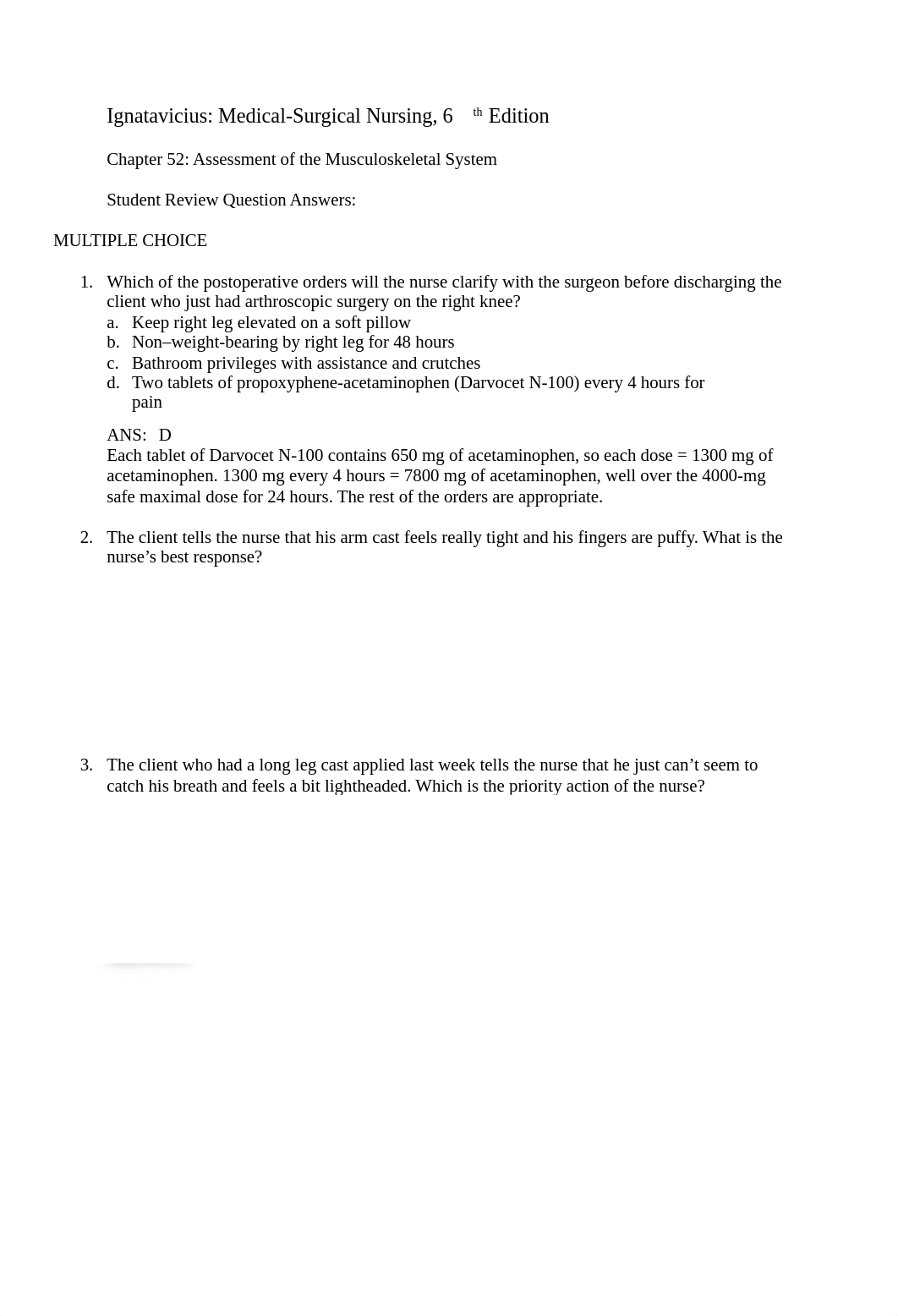 Musculoskeletal - Student Review Questions Answers - Week 8.docx_dtvz1e6enqf_page1