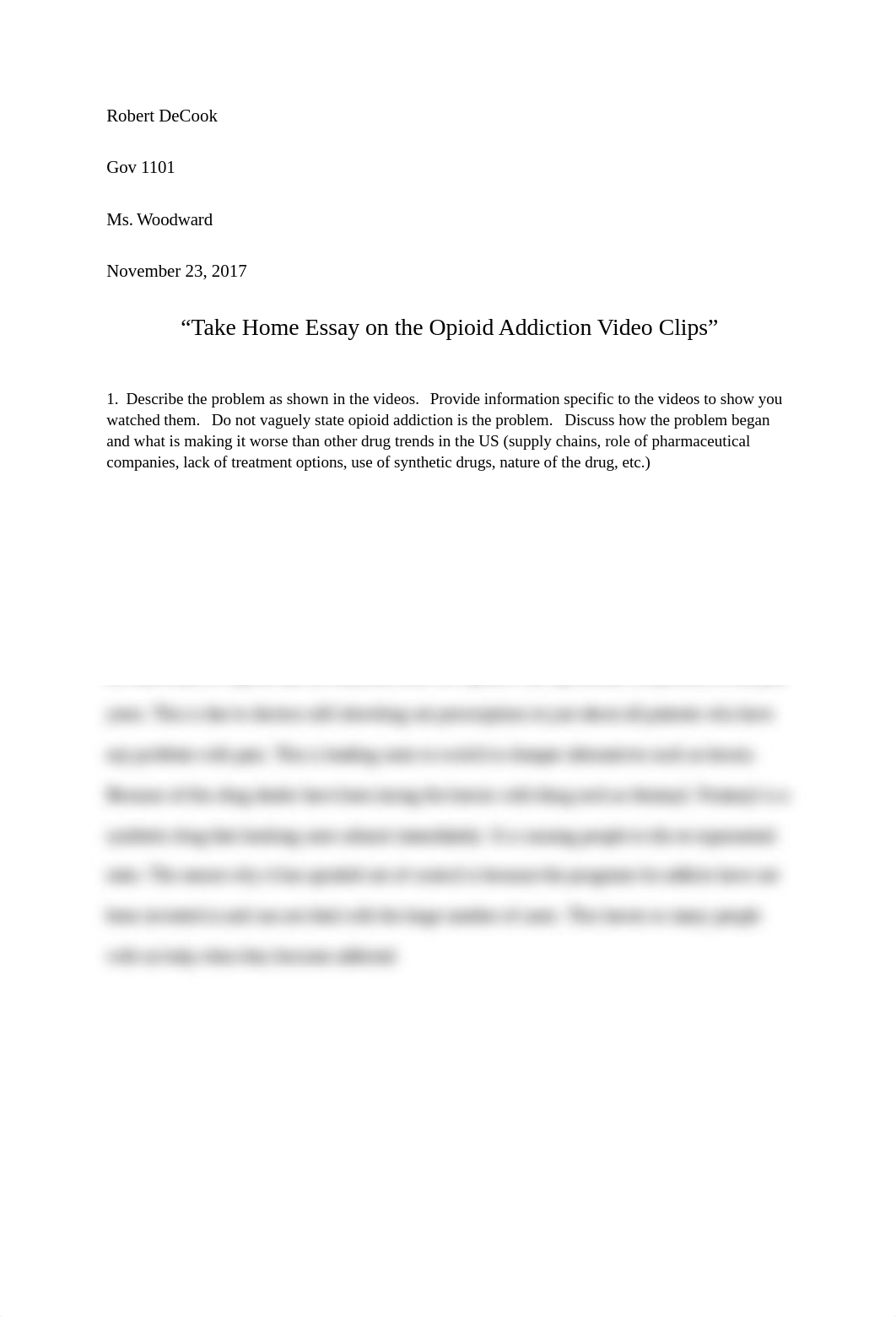 Test III Essay on the Opioid Addiction Video Clips.docx_dtw30dz8is2_page1